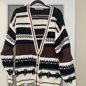 Vintage Grandpa Cardigan Bugle Boy Sweater Mens XL 90s Casual